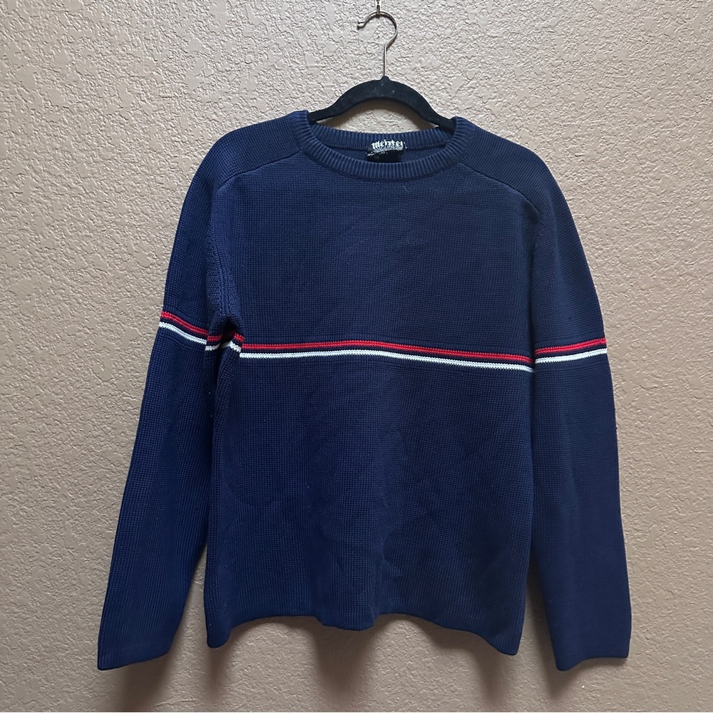 Men's Navy Blue Sweater with Stripes